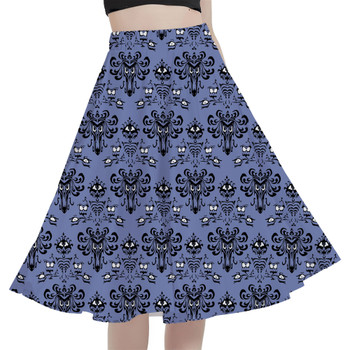 A-Line Pocket Skirt - Haunted Mansion Wallpaper