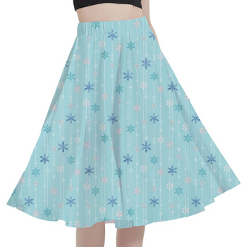 A-Line Pocket Skirt - Frozen Ice Queen Snow Flakes