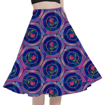 A-Line Pocket Skirt - Stained Glass Rose Belle Princess Inspired