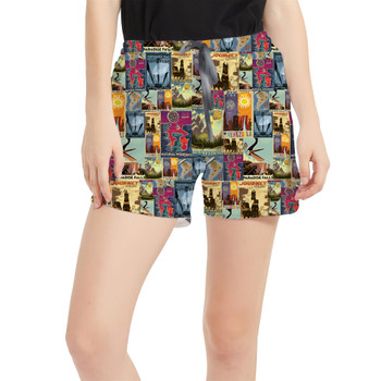 Women's Run Shorts with Pockets - Pixar Up Travel Posters