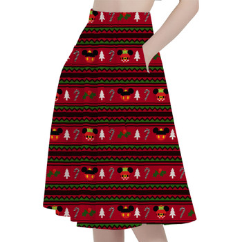 A-Line Pocket Skirt - Christmas Mickey & Minnie Sweater Pattern