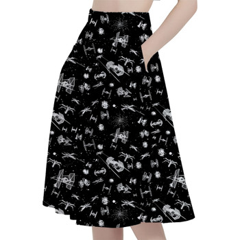 A-Line Pocket Skirt - Space Ship Battle Star Wars Inspired