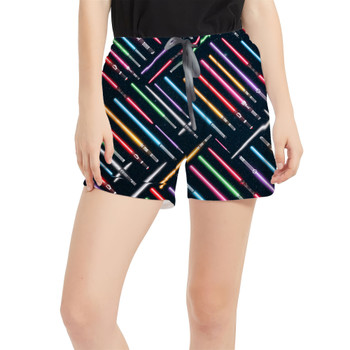 Women's Run Shorts with Pockets - Lightsabers Star Wars Inspired