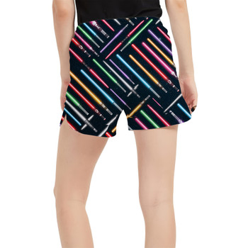 Women's Run Shorts with Pockets - Lightsabers Star Wars Inspired