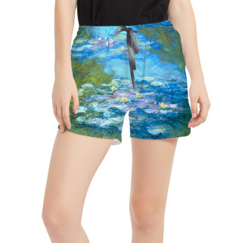 Women's Run Shorts with Pockets - Monet Water Lillies