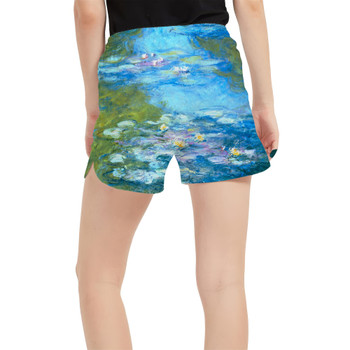 Women's Run Shorts with Pockets - Monet Water Lillies