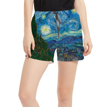 Women's Run Shorts with Pockets - Van Gogh Starry Night