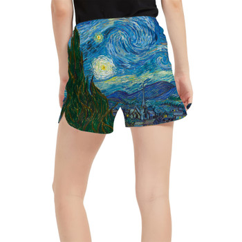 Women's Run Shorts with Pockets - Van Gogh Starry Night