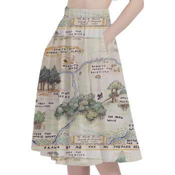 A-Line Pocket Skirt - Hundred Acre Wood Map Winnie The Pooh Inspired