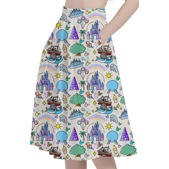 A-Line Pocket Skirt - Walt Disney World Park Icons Light