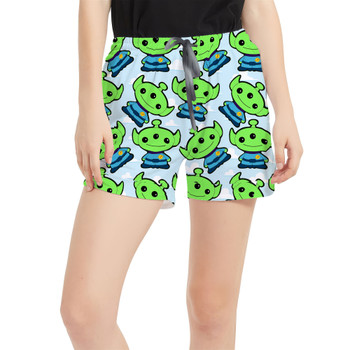 Women's Run Shorts with Pockets - Little Green Aliens Toy Story Inspired