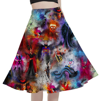 A-Line Pocket Skirt - Watercolor Villains
