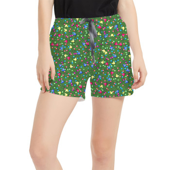 Women's Run Shorts with Pockets - Mouse Ears Christmas Lights