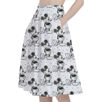 A-Line Pocket Skirt - Sketch of Mickey Mouse