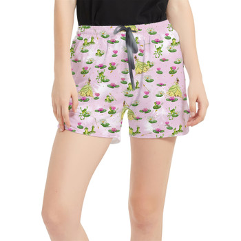 Women's Run Shorts with Pockets - Watercolor Princess Tiana & The Frog