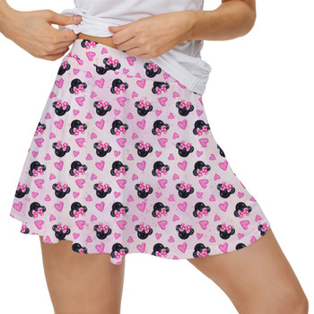 Women's Skort - Watercolor Minnie Mouse In Pink