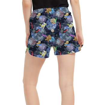 Women's Run Shorts with Pockets - Watercolor Star Wars Battle