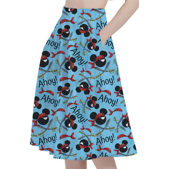 A-Line Pocket Skirt - Pirate Mickey Ahoy!