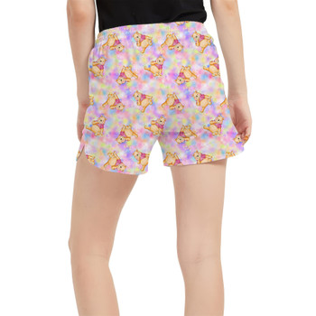 Women's Run Shorts with Pockets - Watercolor Pooh Bear