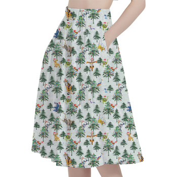 A-Line Pocket Skirt - Christmas Disney Forest