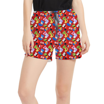 Women's Run Shorts with Pockets - Mickey & Friends Christmas Stockings