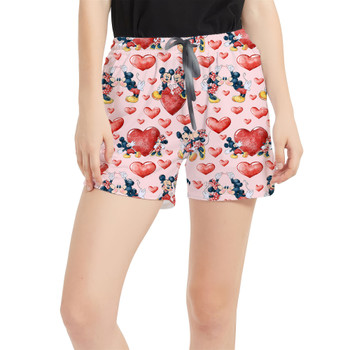 Women's Run Shorts with Pockets - Valentine Mickey & Minnie