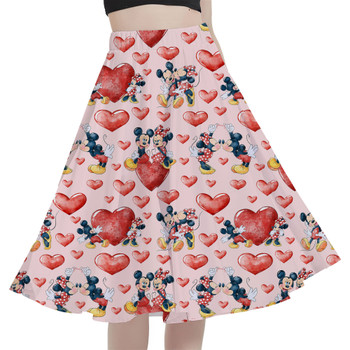 A-Line Pocket Skirt - Valentine Mickey & Minnie