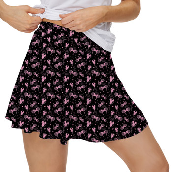 Women's Skort - Pink Glitter Minnie Ears and Mickey Balloons