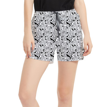 Women's Run Shorts with Pockets - Comic Book Mickey Mouse & Friends