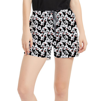 Women's Run Shorts with Pockets - Many Faces of Mickey Mouse