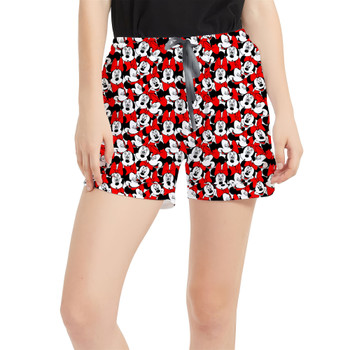 Women's Run Shorts with Pockets - Many Faces of Minnie Mouse