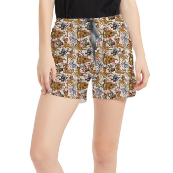 Women's Run Shorts with Pockets - Bambi Sketched