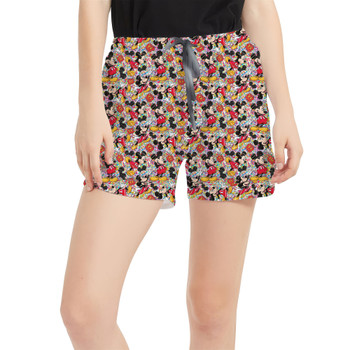Women's Run Shorts with Pockets - Mickey Mouse Sketched