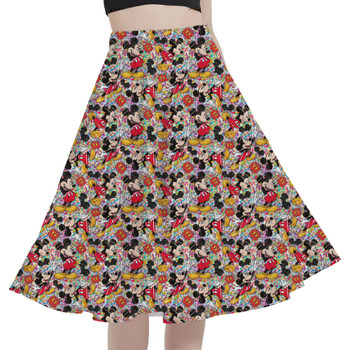 A-Line Pocket Skirt - Mickey Mouse Sketched