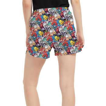 Women's Run Shorts with Pockets - The Little Mermaid Sketched