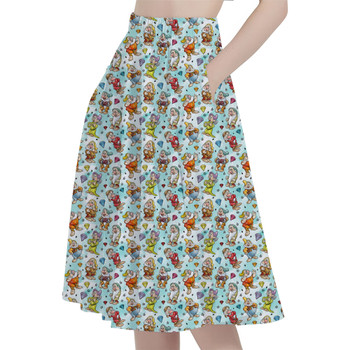 A-Line Pocket Skirt - Seven Dwarfs Sketched