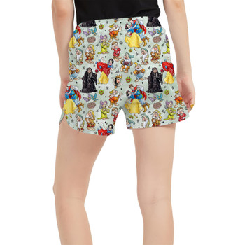 Women's Run Shorts with Pockets - Snow White And The Seven Dwarfs Sketched