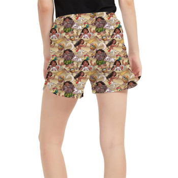 Women's Run Shorts with Pockets - Moana Sketched