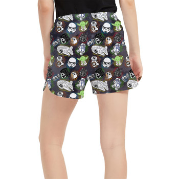 Women's Run Shorts with Pockets - Sketched Star Wars