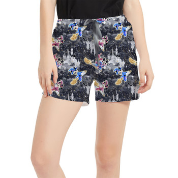 Women's Run Shorts with Pockets - Watercolor Halloween Mickey & Minnie