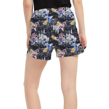 Women's Run Shorts with Pockets - Watercolor Halloween Mickey & Minnie