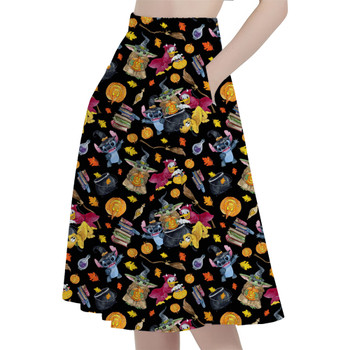 A-Line Pocket Skirt - Watercolor Disney Halloween Friends