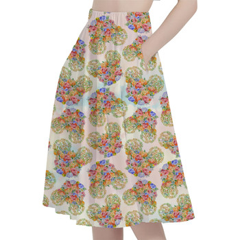 A-Line Pocket Skirt - Floral Pumpkin Mouse Ears