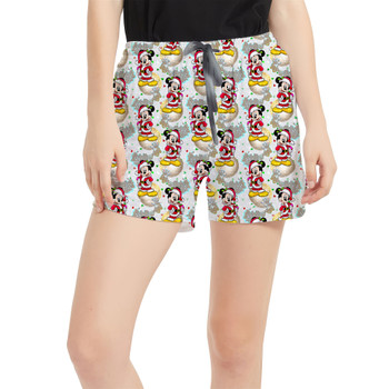 Women's Run Shorts with Pockets - Santa Mickey Mouse