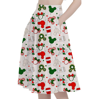 A-Line Pocket Skirt - Christmas Snacks 'n Ears