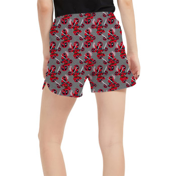 Women's Run Shorts with Pockets - Superhero Stitch - Deadpool