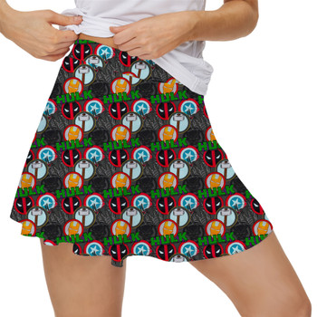 Women's Skort - Superhero Stitch - Superhero Badges