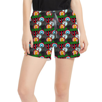 Women's Run Shorts with Pockets - Superhero Stitch - Superhero Badges