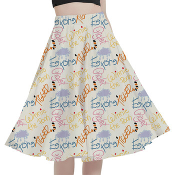 A-Line Pocket Skirt - Sketched Pooh Autographs