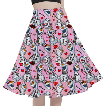 A-Line Pocket Skirt - Sketched Olaf Valentine's Day